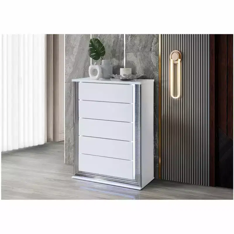 19.92 in. H MDF Vertical Dresser with 3 Drawers in White Finish