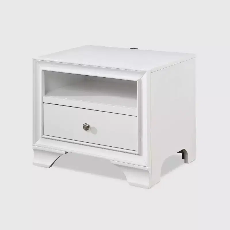 1-Drawer Nightstand with USB Charging White