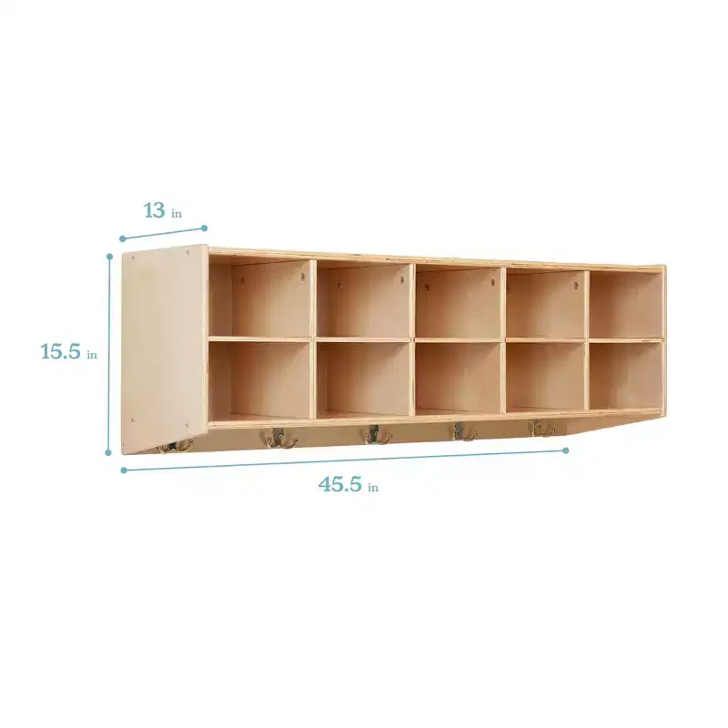 ECR4Kids Streamline 10-Section Hanging Coat Locker with 10 Scoop Front Bins, Cubby Storage