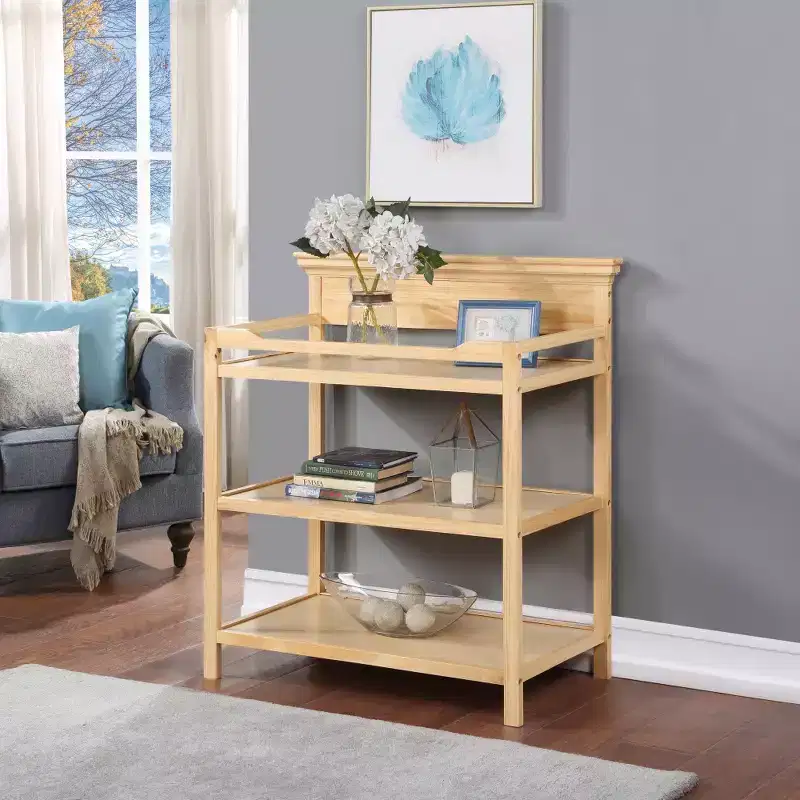 Universal Baby Changing Table with Open Shelves, Non-Toxic Finish & Transitional Design for Nursery