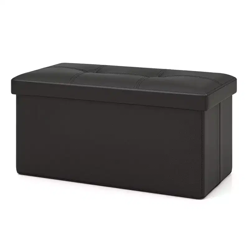 Folding Storage Ottoman | PVC Leather | 30