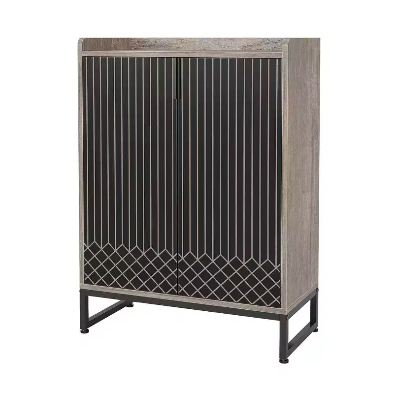 5-Tier Modern Shoe Cabinet with Doors, Holds 20 Pairs, Adjustable Shelves, Entryway Hallway Cabinet, Black & Gray