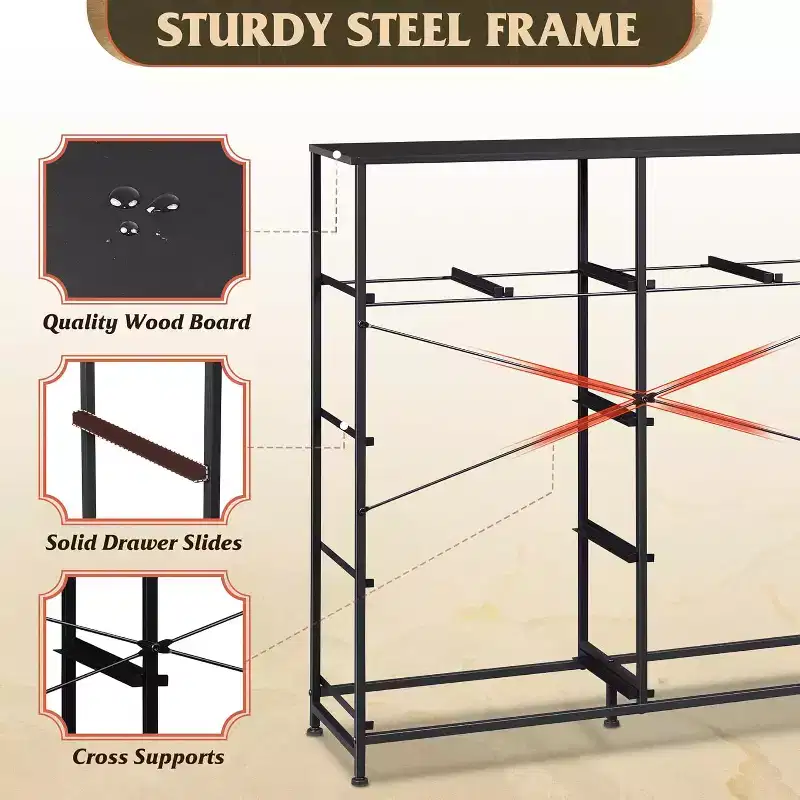 Dresser for Bedroom with 10 Drawers Wide Fabric Dresser for Storage and Organization Chest of Drawers for Living Room Hallway Closet Black