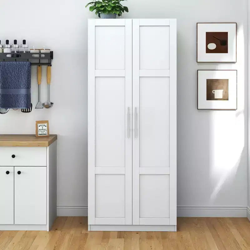 Modern Tall Cabinet, Freestanding Pantry Cabinet with 2 Doors and 4 Shelves, Storage Cabinet for Living Room, Dining Room, Kitchen