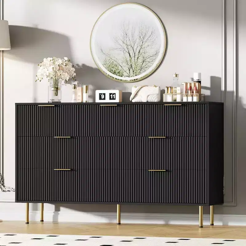 7 Drawers Dresser - Wide Top Wood Storage with Metal Handles for Bedroom & Living Room