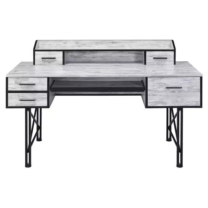 HomeStock 29.25 in.H Brown Color Metal Computer Desks with All Purpose Drawer