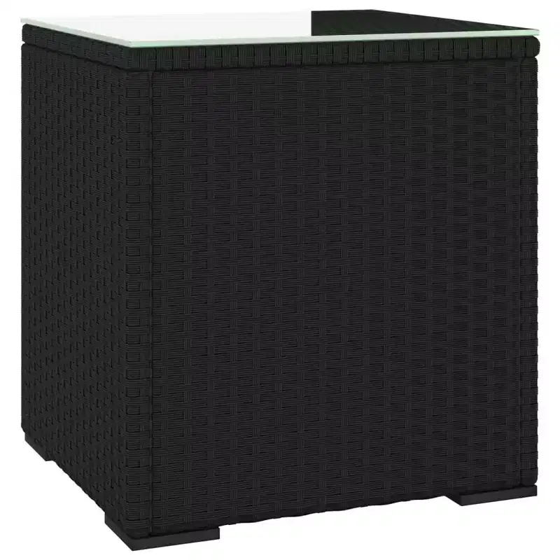 Side Table Black PE rattan Compact Durable Side Table Square
