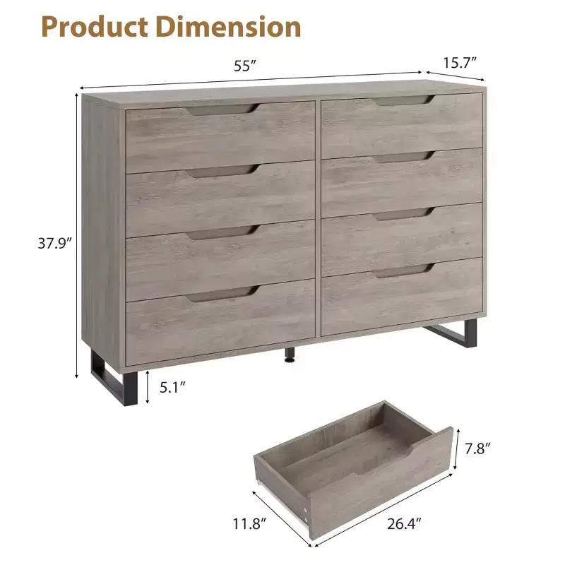 8-Drawer Dresser for Bedroom, 55