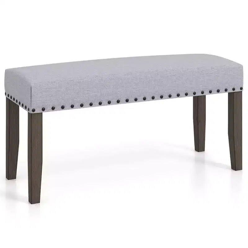 Costway 1/2 PCS 42.5 Upholstered Entryway Bench with Nailhead Trim Soft Padded Cushion Bedroom