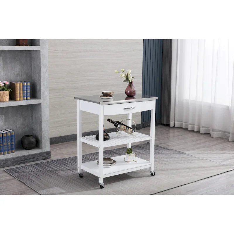 Holland Kitchen Cart With Stainless Steel Top