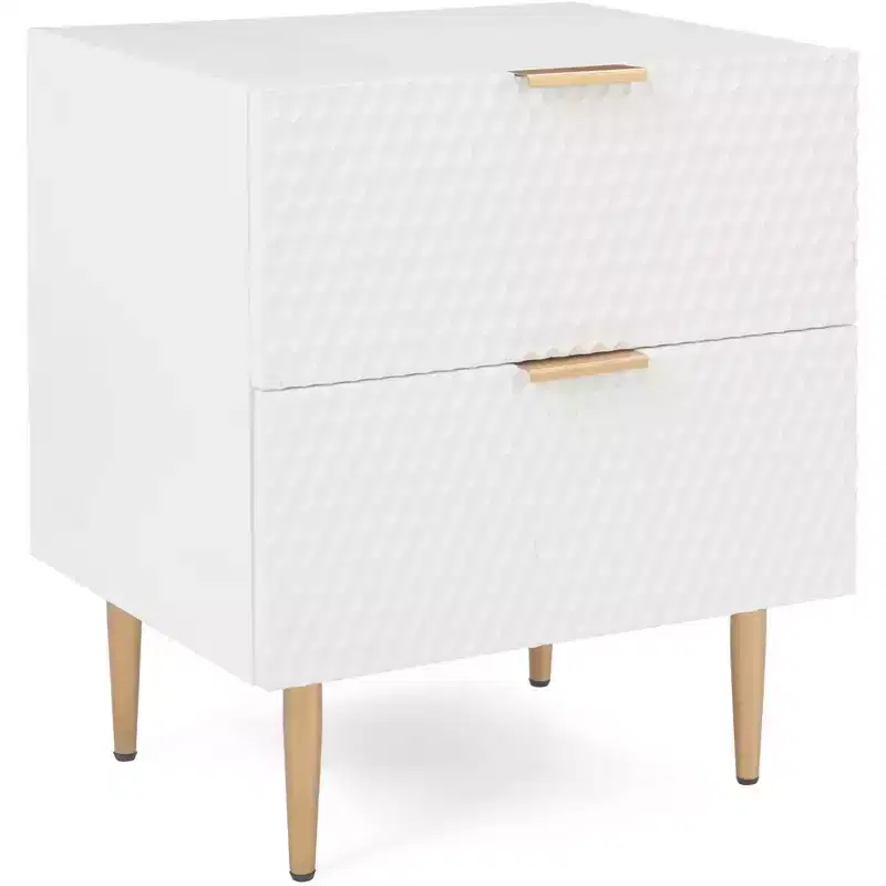 2 Drawer Side Table White
