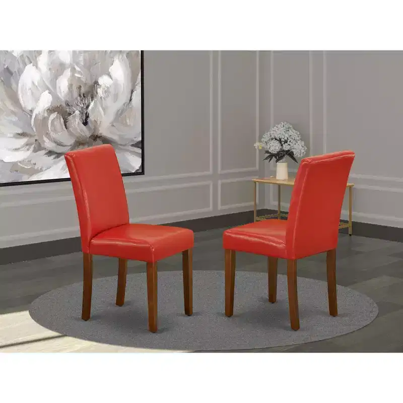 HomeStock Abbott Parsons Dining Chairs Firebrick Red Faux Leather Set Of 2