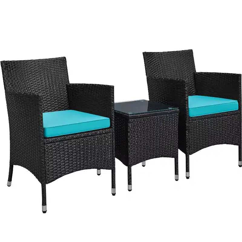 Yaheetech Wicker Rattan Coffee Table and Two Chairs Patio Conversation Set
