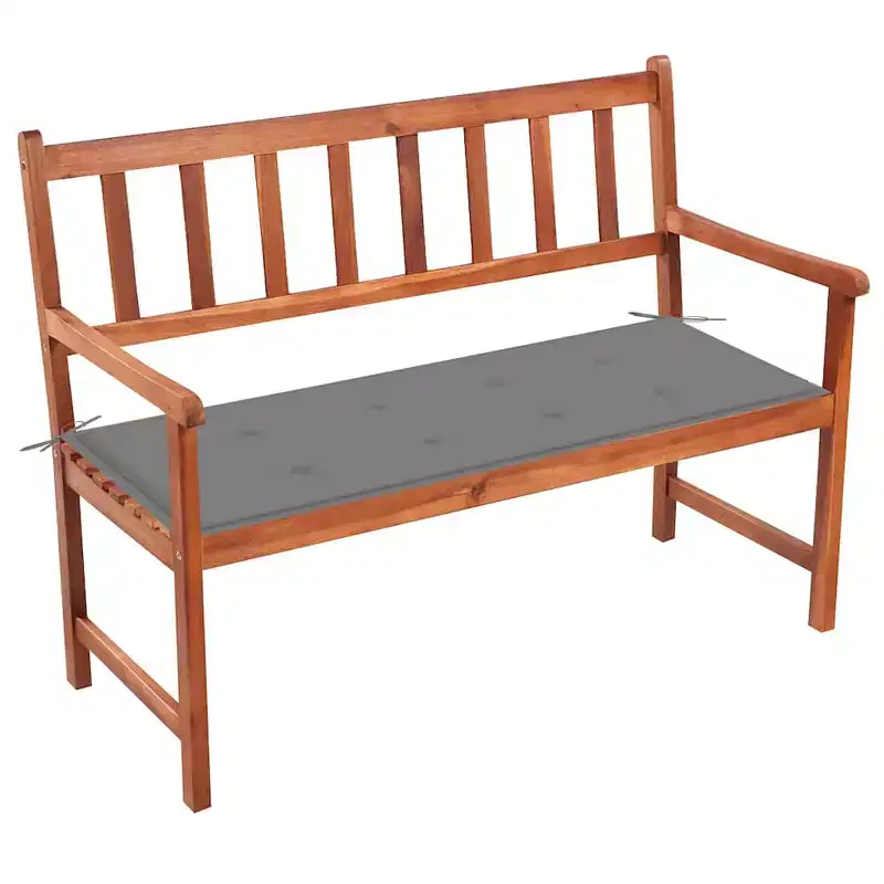 Garden Bench Brown, Grey Solid Acacia Wood, Polyester 47.2 in
