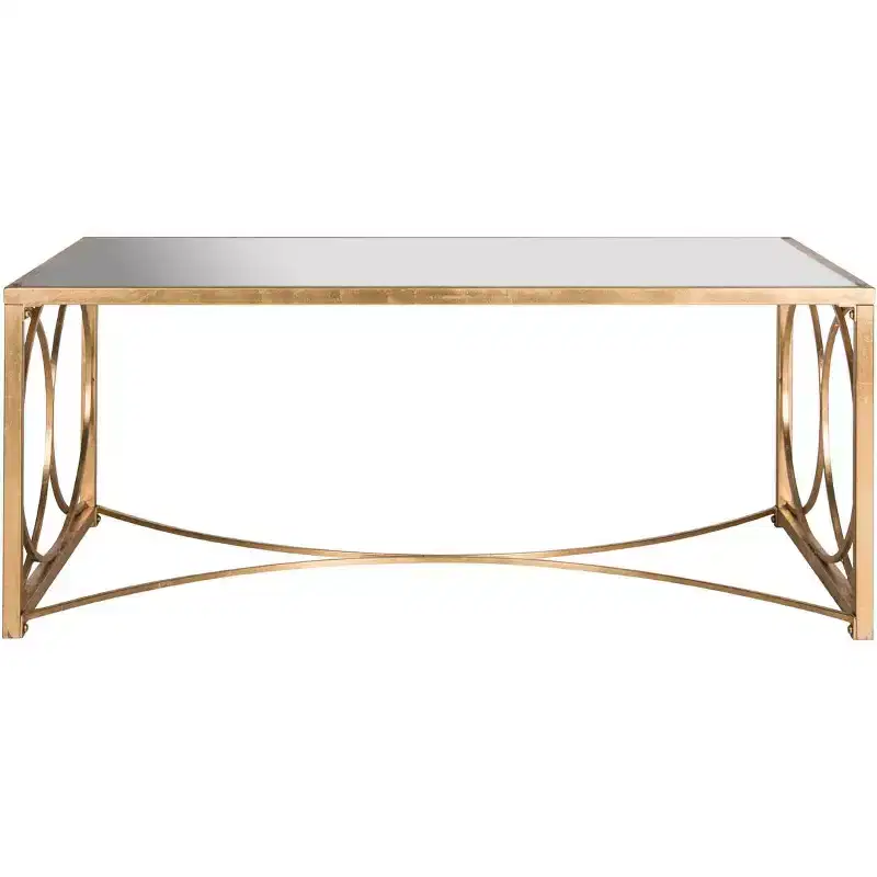 Coffee Table, Gold & Mirror Finish, Modern Accent Table for Living Room