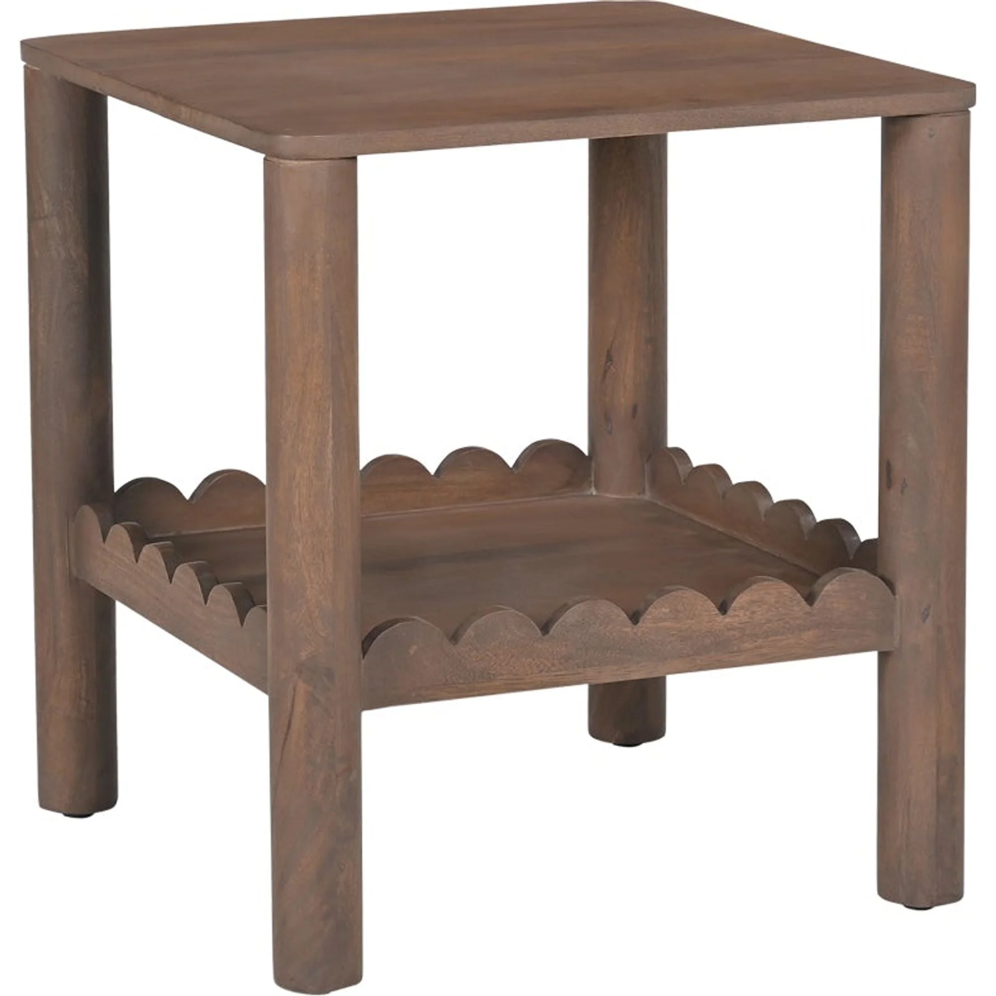 Modern Wood Side Table with Square Top & Open Lower Shelf for Living Room