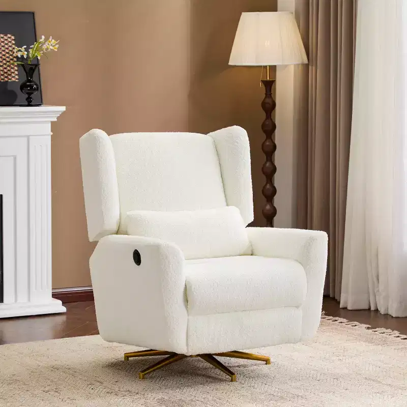 Contemporary Upholstered 360 Swivel Power Recliner Chair