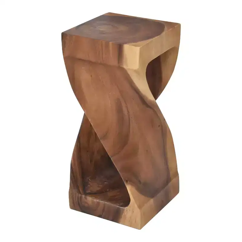 Steve Silver Co. Solana Accent Side Table Natural: Carved Acacia Wood, No Assembly