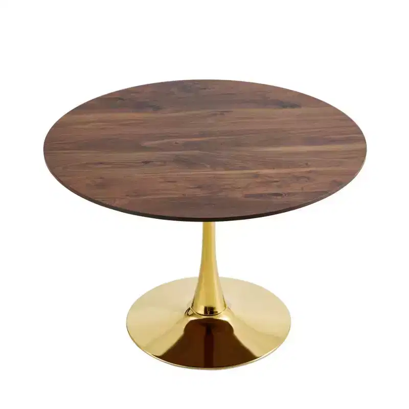 Okak 31.5 Round Dining Table Dining Room Table with Metal Tulip Base for Dining Room, Gold