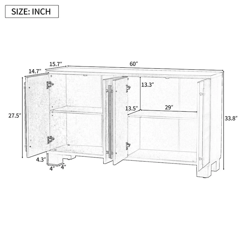 Wood Traditional Style Sideboard