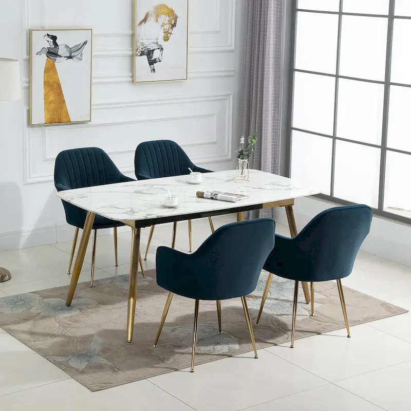 AVAWING Upholstered Velvet Dining Chairs Accent Arm Chairs Set of 4