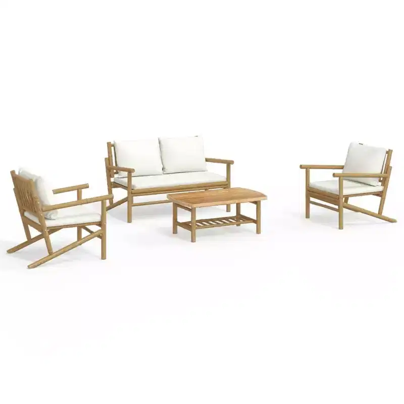 vidaXL 5 Piece Patio Lounge Set with Cushions Bamboo