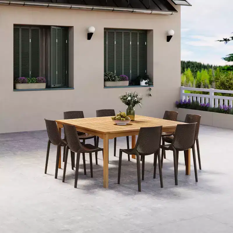 Amazonia Ipanema 9pc Square Outdoor Patio Dining Set Brown