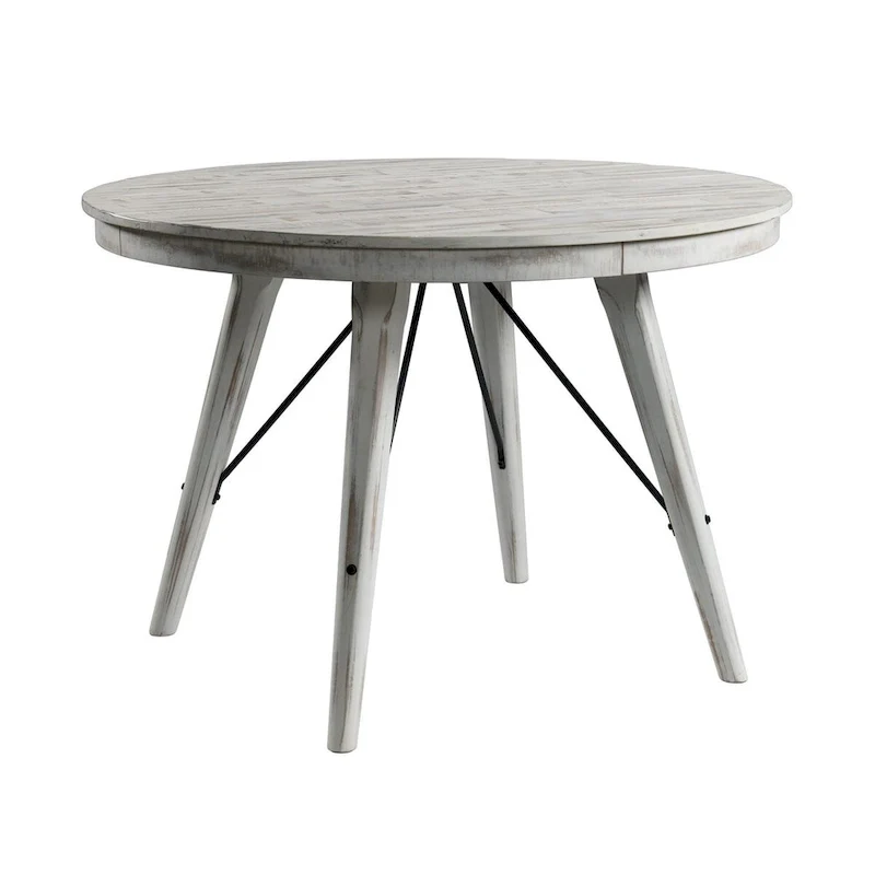 Grey Weathered Finish Round Counter Table in Rustic Style for 2–4 Person