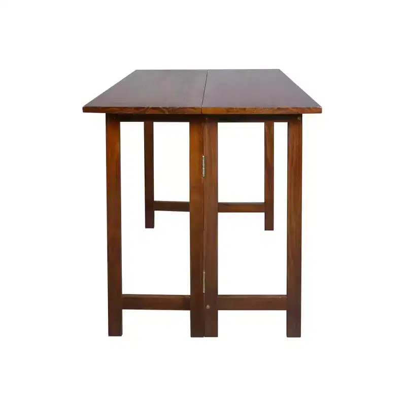 Solid Wood Folding Convertible Console and Dining Table Warm Brown -