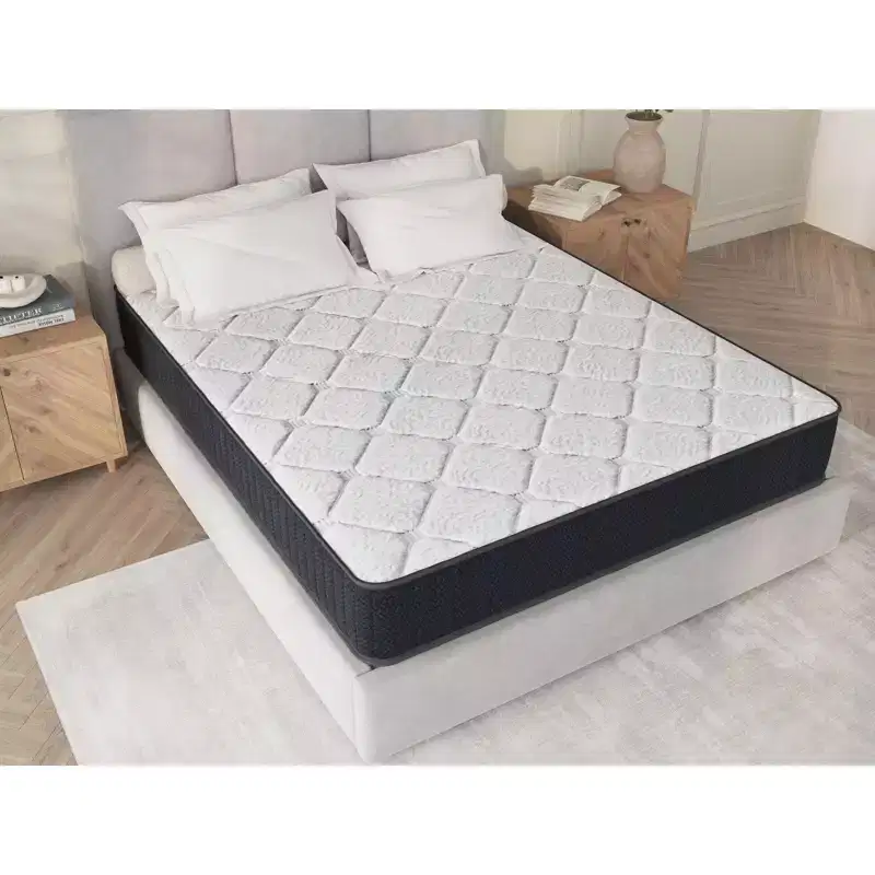 Okak Modern 10Inch Navy White Innerspring Hybrid Mattress with Pressure Relief for Comfy Sleep,CertiPUR-US Certified Bed Mattresses