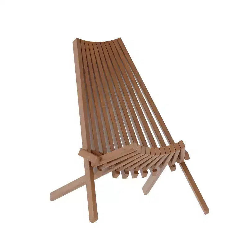 Merrick Lane Indoor/Outdoor Solid Acacia Wood Low Profile Lounge Folding Chair for Use with Backyard, Patio, Sunroom, Porch, Garden