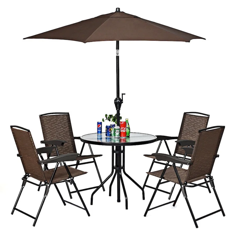 Gymax 4PCS Adjustable Folding Fabric Chair Powder Coated Steel Tube - 21 x 27 x 35.5