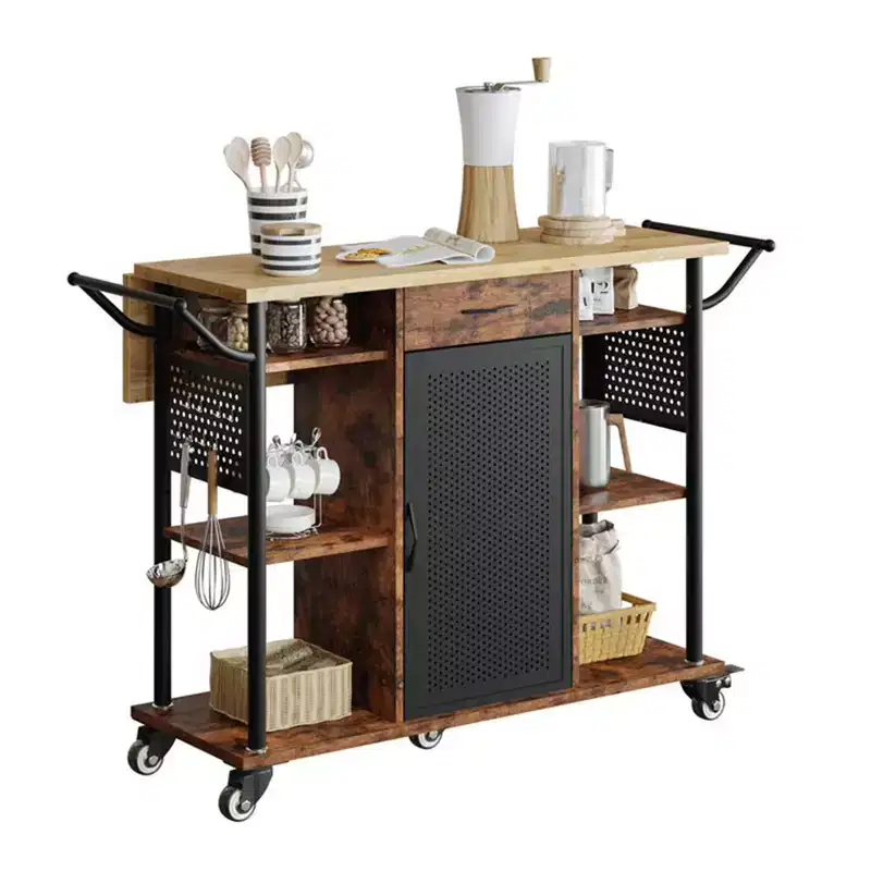 Metal Wood Surface Rolling Kitchen Utility Cart 25.2