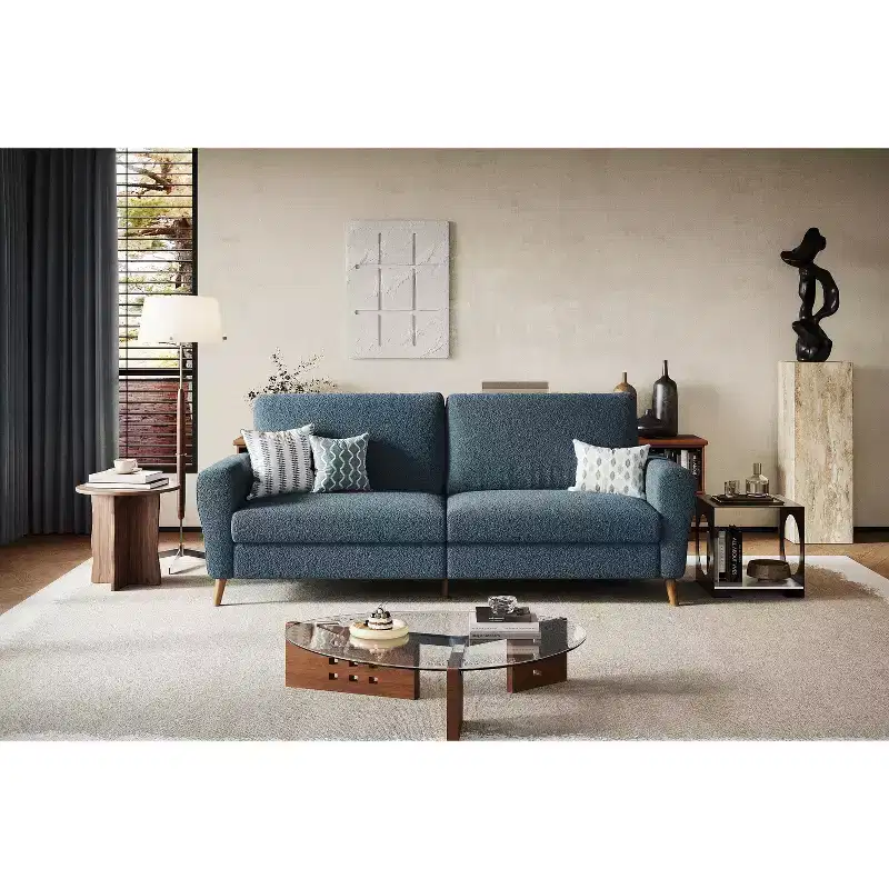 Lambswool Sofa with Streamlined Design, Soft Lambswool Material, Comfortable Seating, Durable Frame, Elegant Style