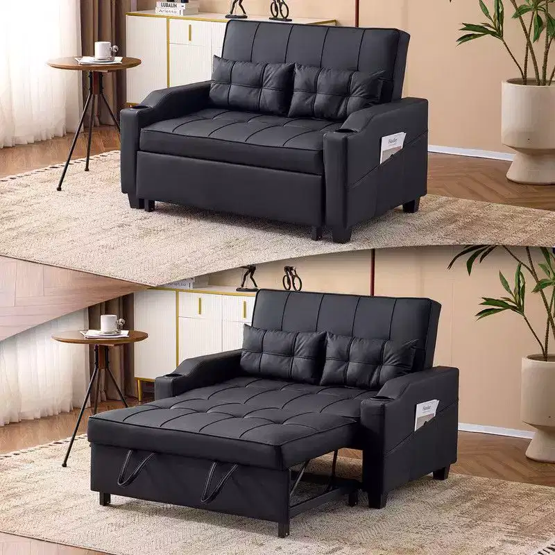 Karl Home |Tufted Upholstered Cat's ClaWide Leather Sleeper Sofa Bed