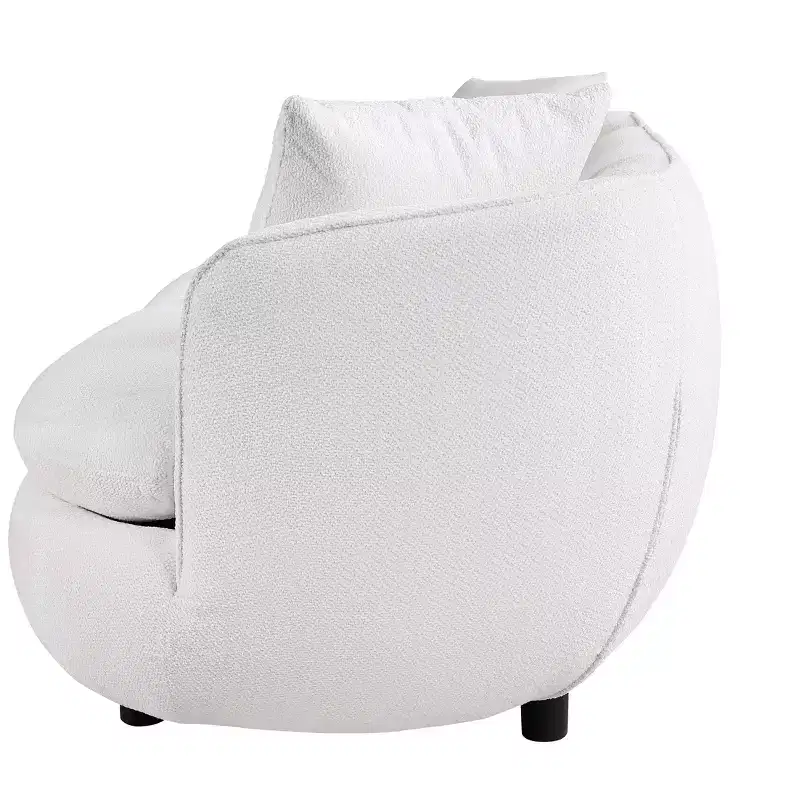 Probe Hues 89 inch Round Sofa, 3 Seater Modern Style Upholstered Couch With 2 Pillows