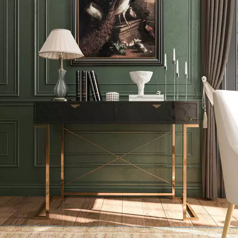 CLIHOME 42-in Modern/Contemporary Console Table, Writing Desk with 2 Drawers