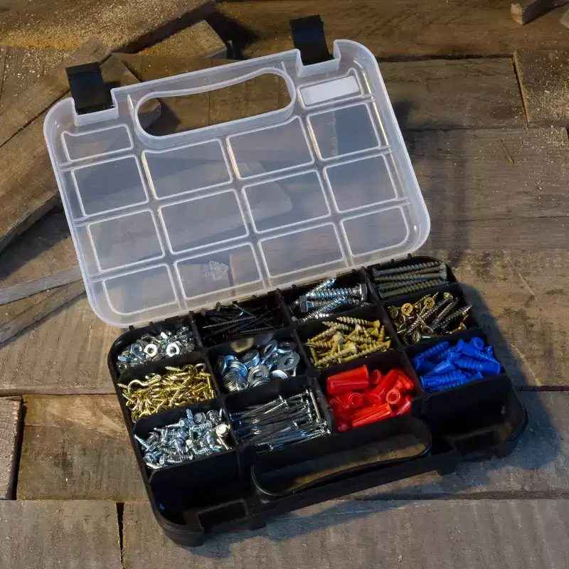 Portable Storage Case With Locks and 14 Compartments