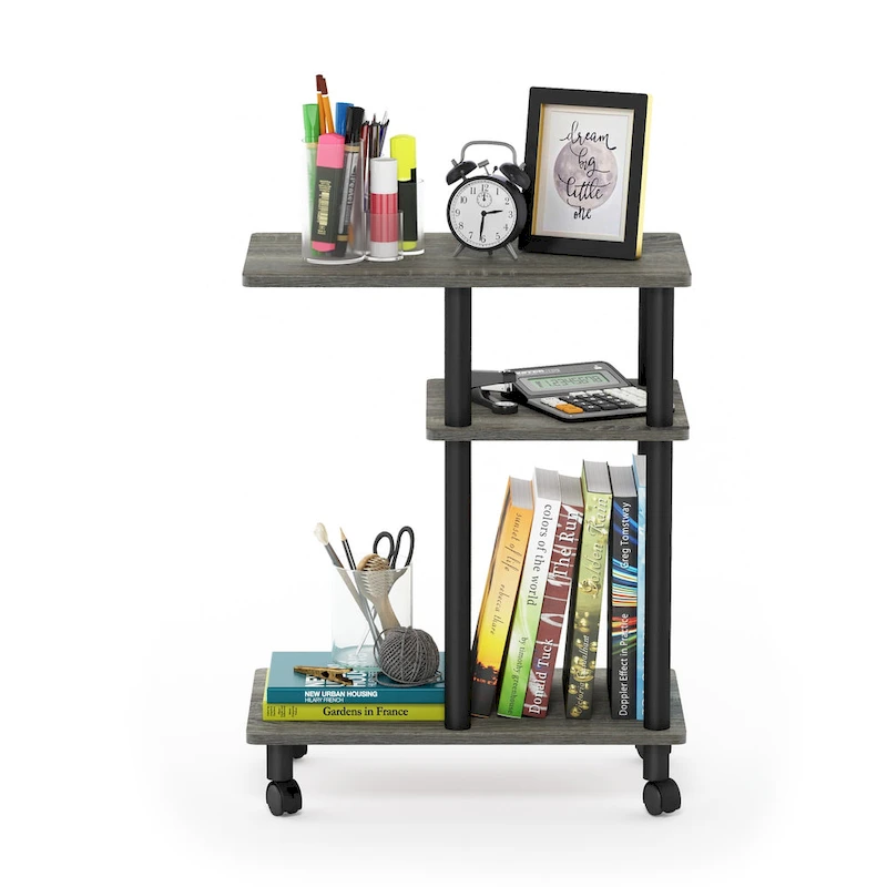 Furinno Turn-N-Tube U Shape Sofa Side Table with Casters