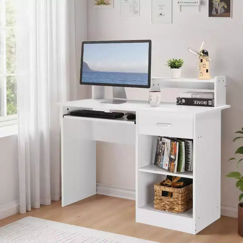 Modern Computer Desk with Storage, Adjustable Shelf for Home Office and Gaming
