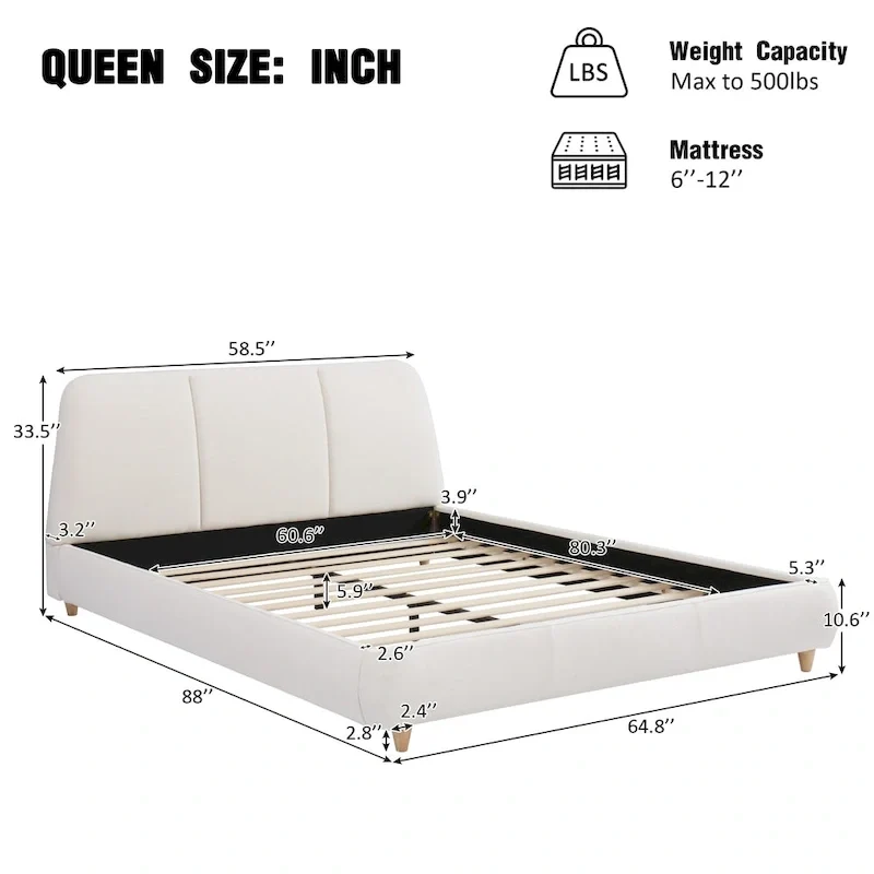 Christopher Knight Home- Mitchell Modern Upholstered Bed Frame
