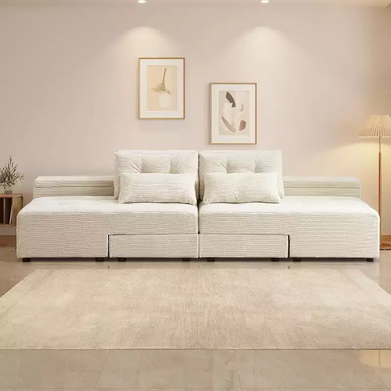 GDFStudio Andy 111 Upholstered Modular Sectional Sofa with 4 Pillows and Storage