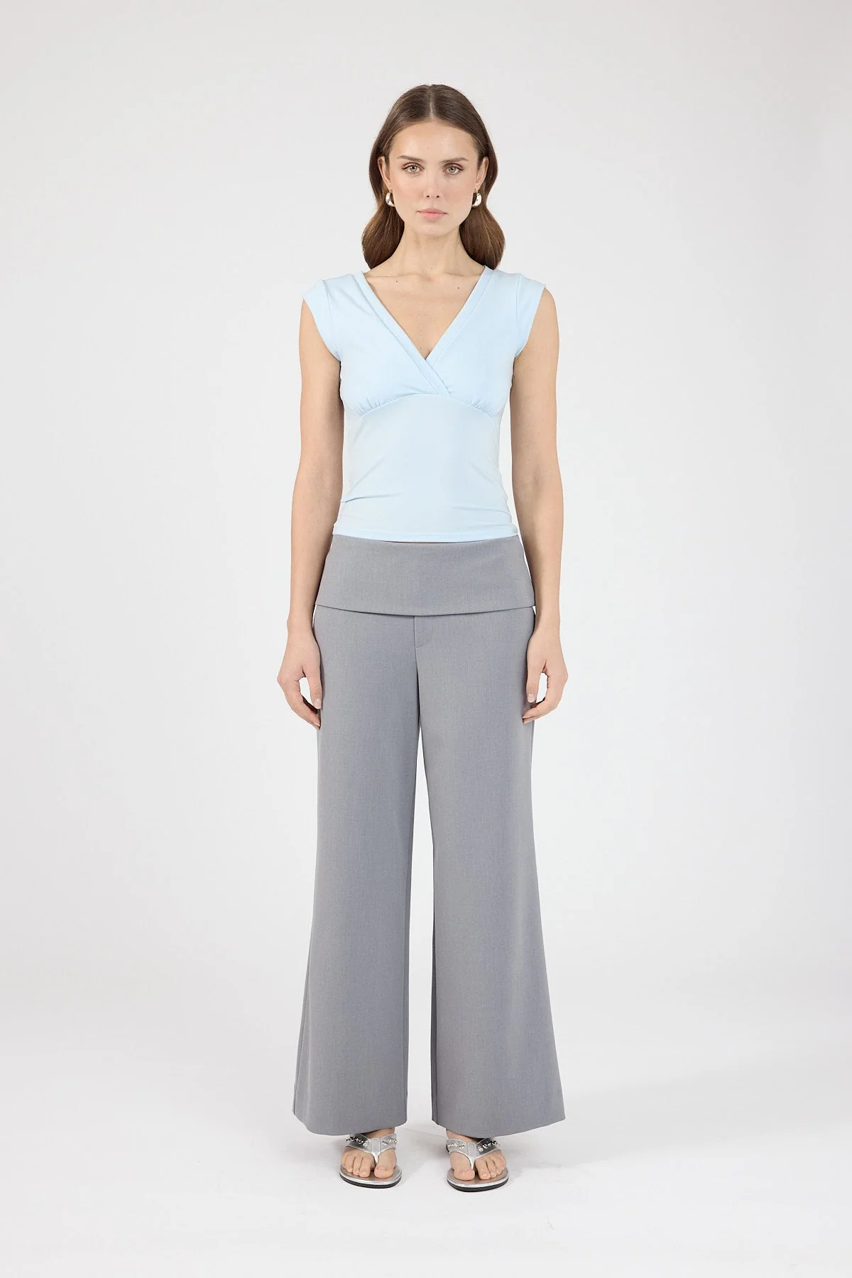 Petite Fold Over Pant Grey