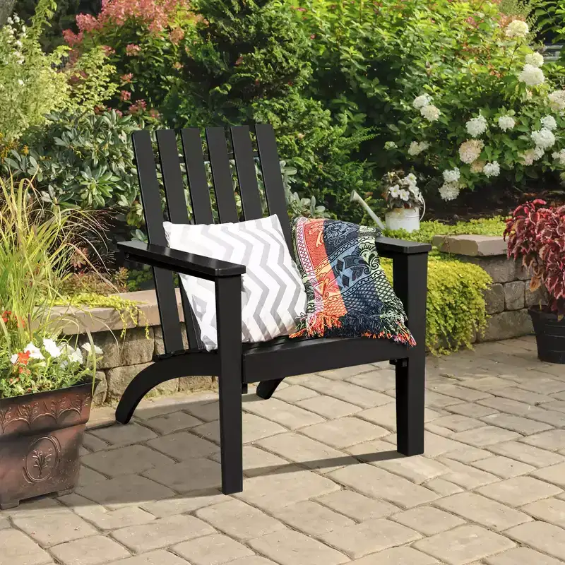 Costway Patio Adirondack Chair Acacia Wood Lounge Armrest Garden Deck White\Black\Gray