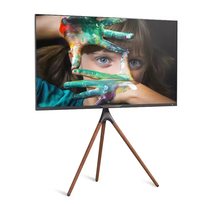 Promounts Artistic Wooden Tripod TV Stand with Mount for TVs 47 - 72 Up to 55 lbs