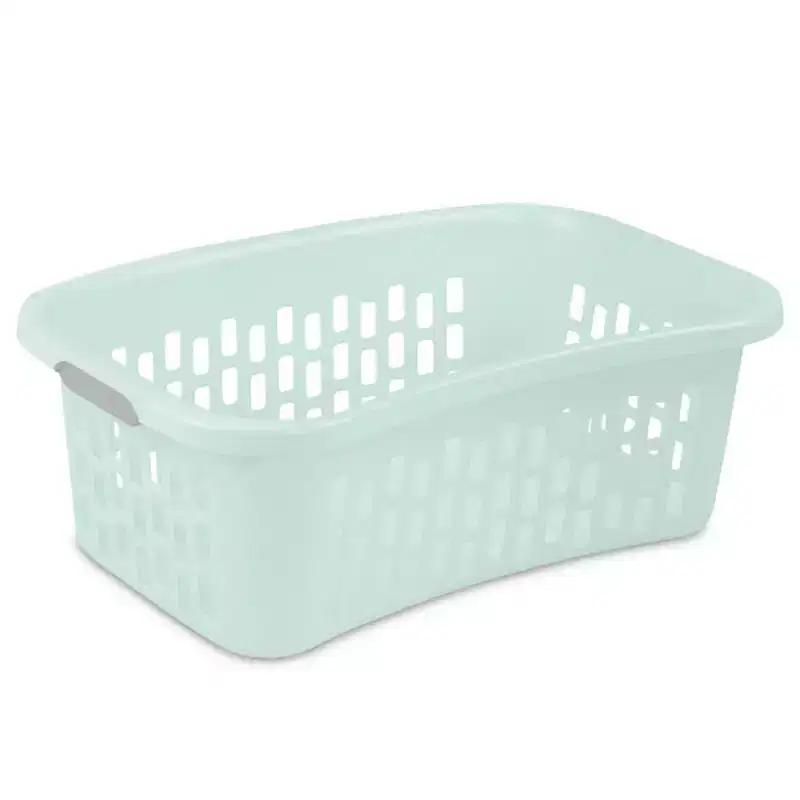 Sterilite HipHold Laundry Basket, 1.5 Bushel Plastic Clothes Hamper, Mint, 24 Pk