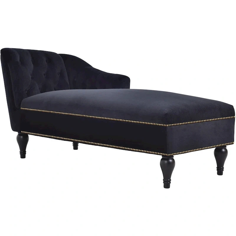 58 Velvet Button Tufted Right Arm Facing Chaise Lounge