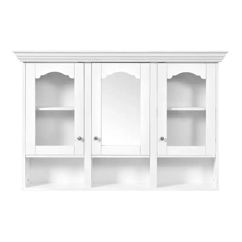 47 Inch Wall Mounted Cabinet with Mirror and Storage Shelves