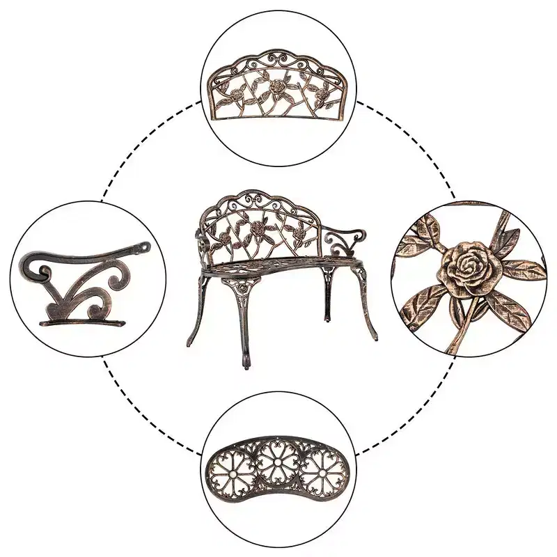 Karl Home|Bronze Color Powder Coated Aluminium Outdoor Bench