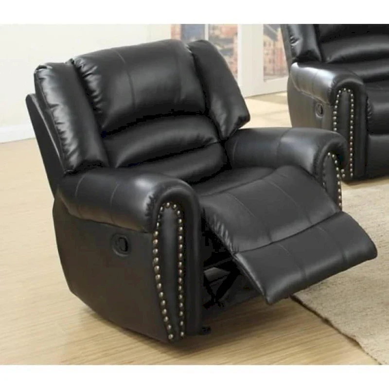 Bonded Leather & Plywood Recliner/Glider, Black